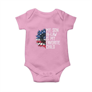 Funny My Son In Law Is My Favorite Child Baby Onesie American Flag Sunflower TS09 Light Pink Print Your Wear