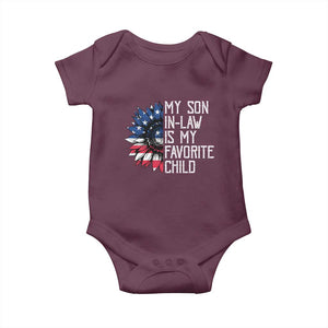 Funny My Son In Law Is My Favorite Child Baby Onesie American Flag Sunflower TS09 Maroon Print Your Wear