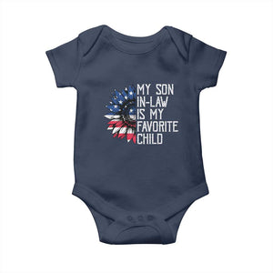 Funny My Son In Law Is My Favorite Child Baby Onesie American Flag Sunflower TS09 Navy Print Your Wear