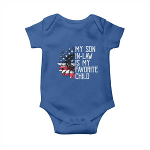 Funny My Son In Law Is My Favorite Child Baby Onesie American Flag Sunflower TS09 Royal Blue Print Your Wear