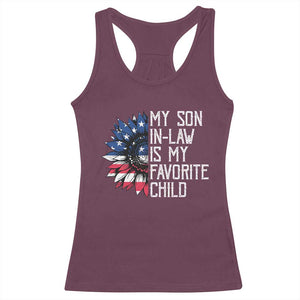 Funny My Son In Law Is My Favorite Child Racerback Tank Top American Flag Sunflower TS09 Maroon Print Your Wear