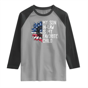 Funny My Son In Law Is My Favorite Child Raglan Shirt American Flag Sunflower TS09 Sport Gray Black Print Your Wear