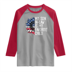 Funny My Son In Law Is My Favorite Child Raglan Shirt American Flag Sunflower TS09 Sport Gray Red Print Your Wear