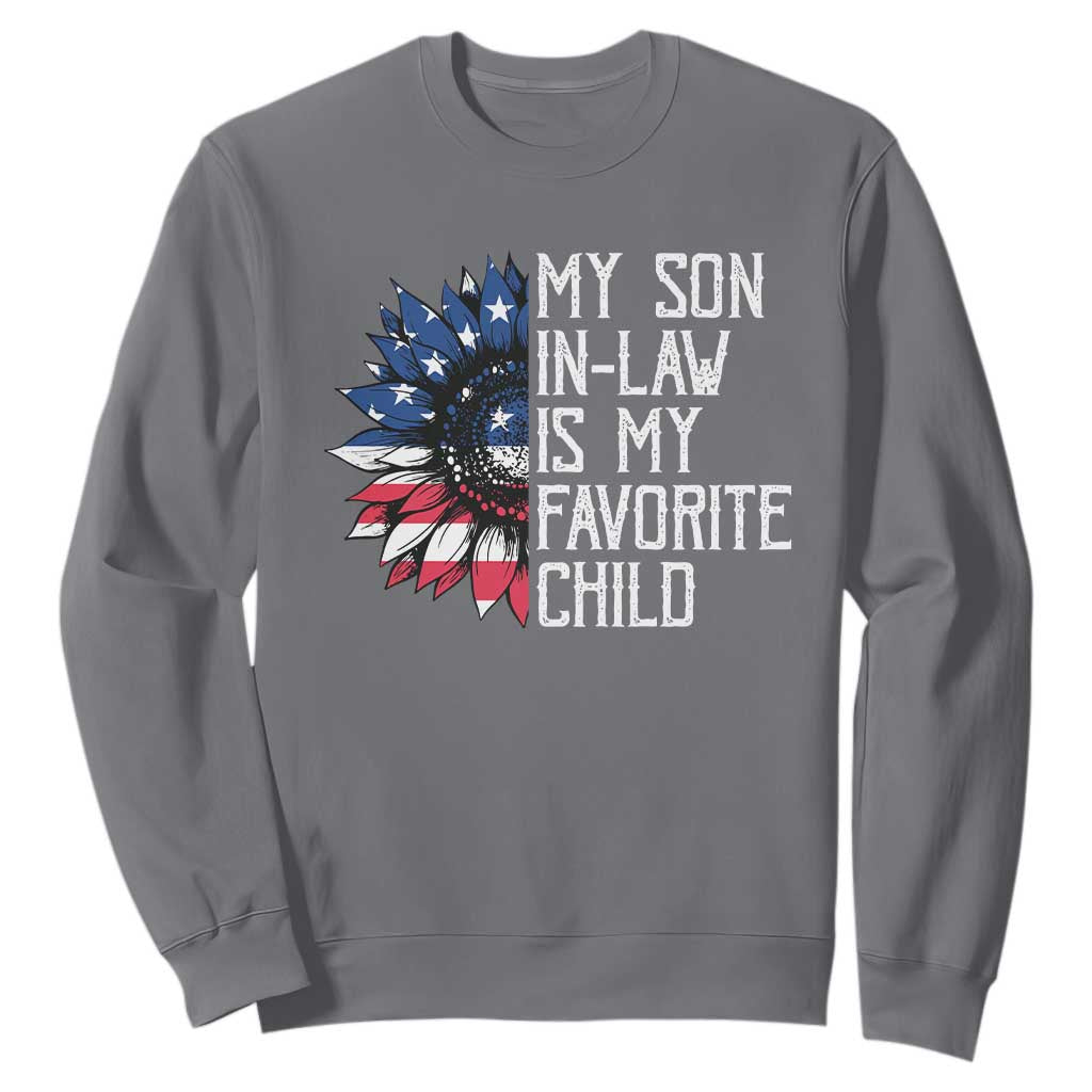 Funny My Son In Law Is My Favorite Child Sweatshirt American Flag Sunflower TS09 Charcoal Print Your Wear