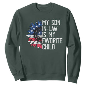 Funny My Son In Law Is My Favorite Child Sweatshirt American Flag Sunflower TS09 Dark Forest Green Print Your Wear