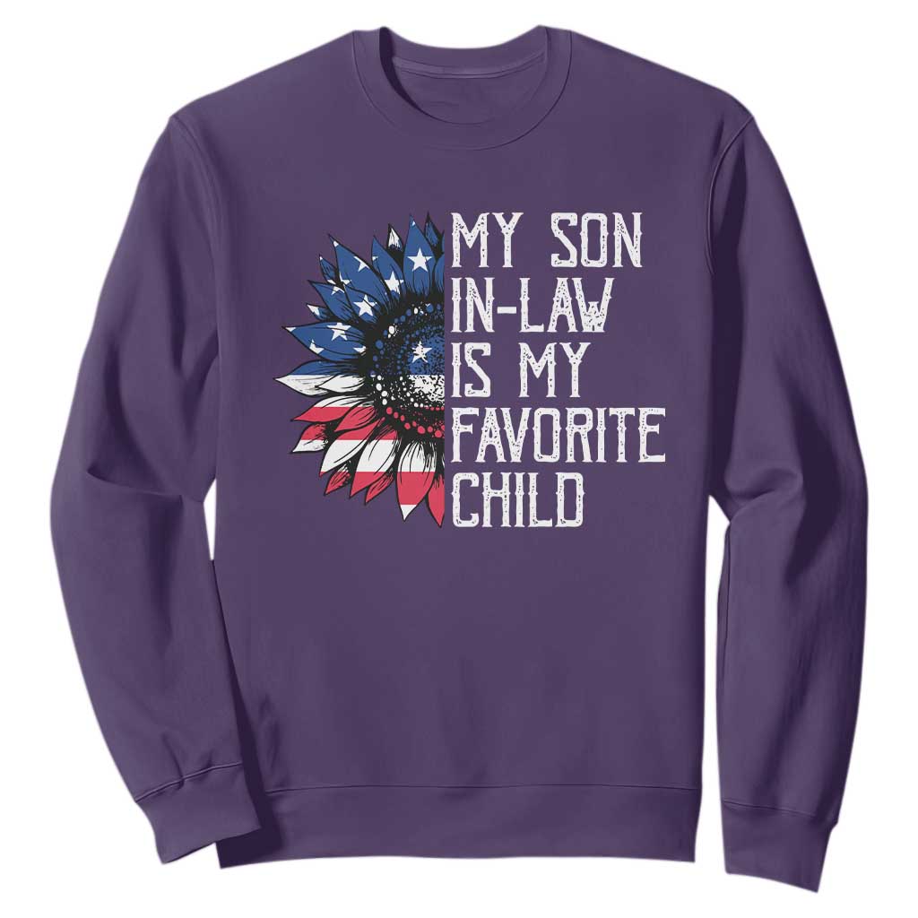Funny My Son In Law Is My Favorite Child Sweatshirt American Flag Sunflower TS09 Purple Print Your Wear