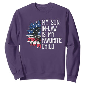 Funny My Son In Law Is My Favorite Child Sweatshirt American Flag Sunflower TS09 Purple Print Your Wear