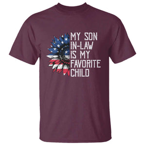 Funny My Son In Law Is My Favorite Child T Shirt American Flag Sunflower TS09 Maroon Print Your Wear