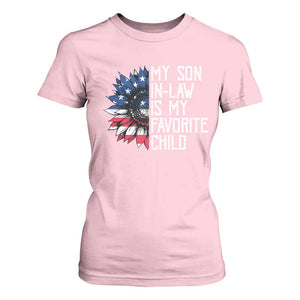 Funny My Son In Law Is My Favorite Child T Shirt For Women American Flag Sunflower TS09 Light Pink Print Your Wear