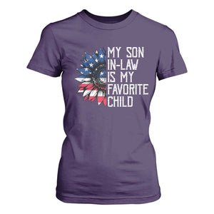 Funny My Son In Law Is My Favorite Child T Shirt For Women American Flag Sunflower TS09 Purple Print Your Wear