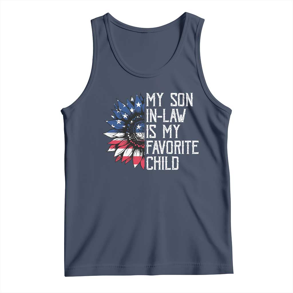 Funny My Son In Law Is My Favorite Child Tank Top American Flag Sunflower TS09 Navy Print Your Wear