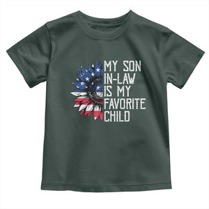 Funny My Son In Law Is My Favorite Child Toddler T Shirt American Flag Sunflower TS09 Dark Forest Green Print Your Wear