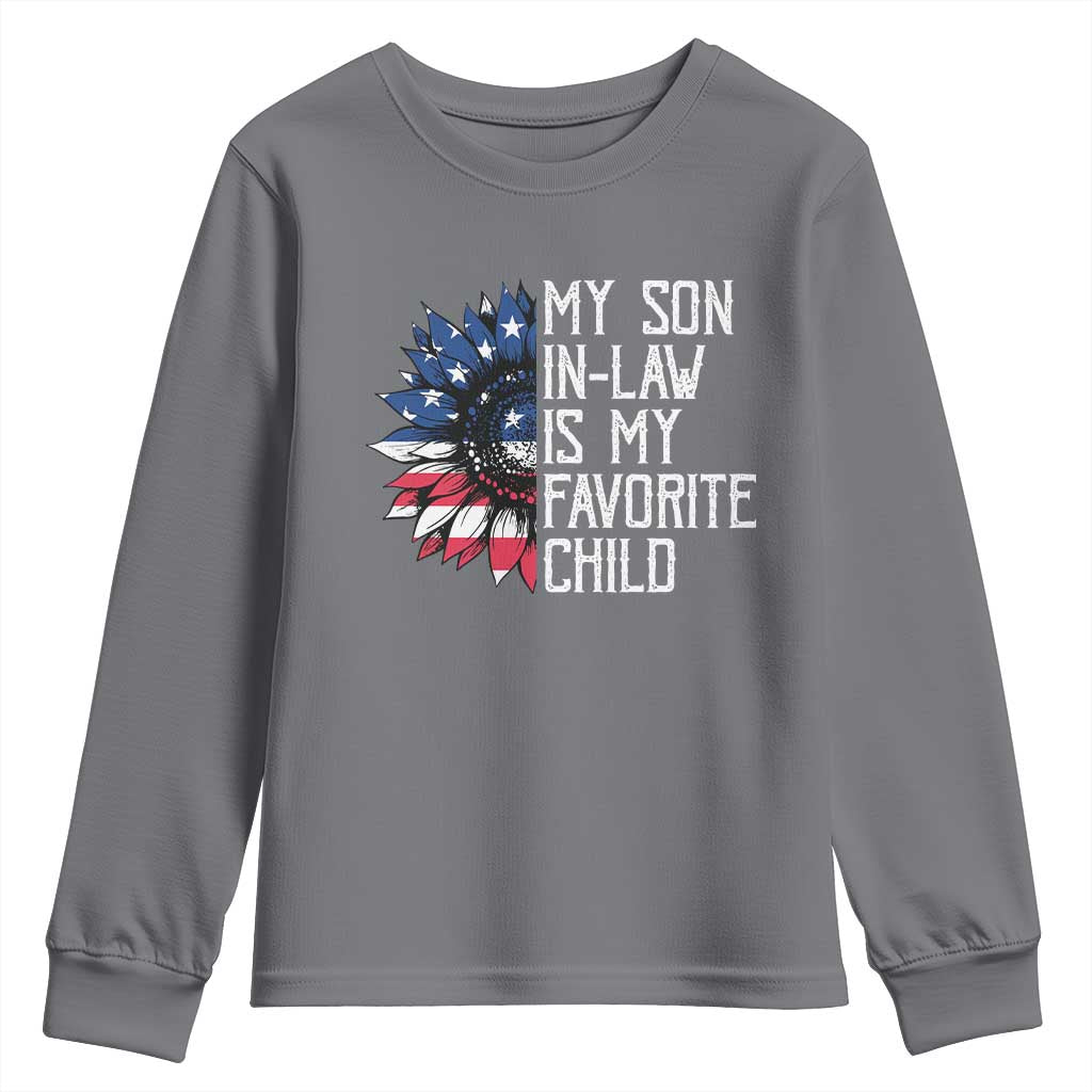 Funny My Son In Law Is My Favorite Child Youth Sweatshirt American Flag Sunflower TS09 Charcoal Print Your Wear
