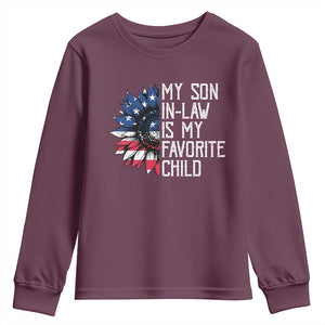 Funny My Son In Law Is My Favorite Child Youth Sweatshirt American Flag Sunflower TS09 Maroon Print Your Wear
