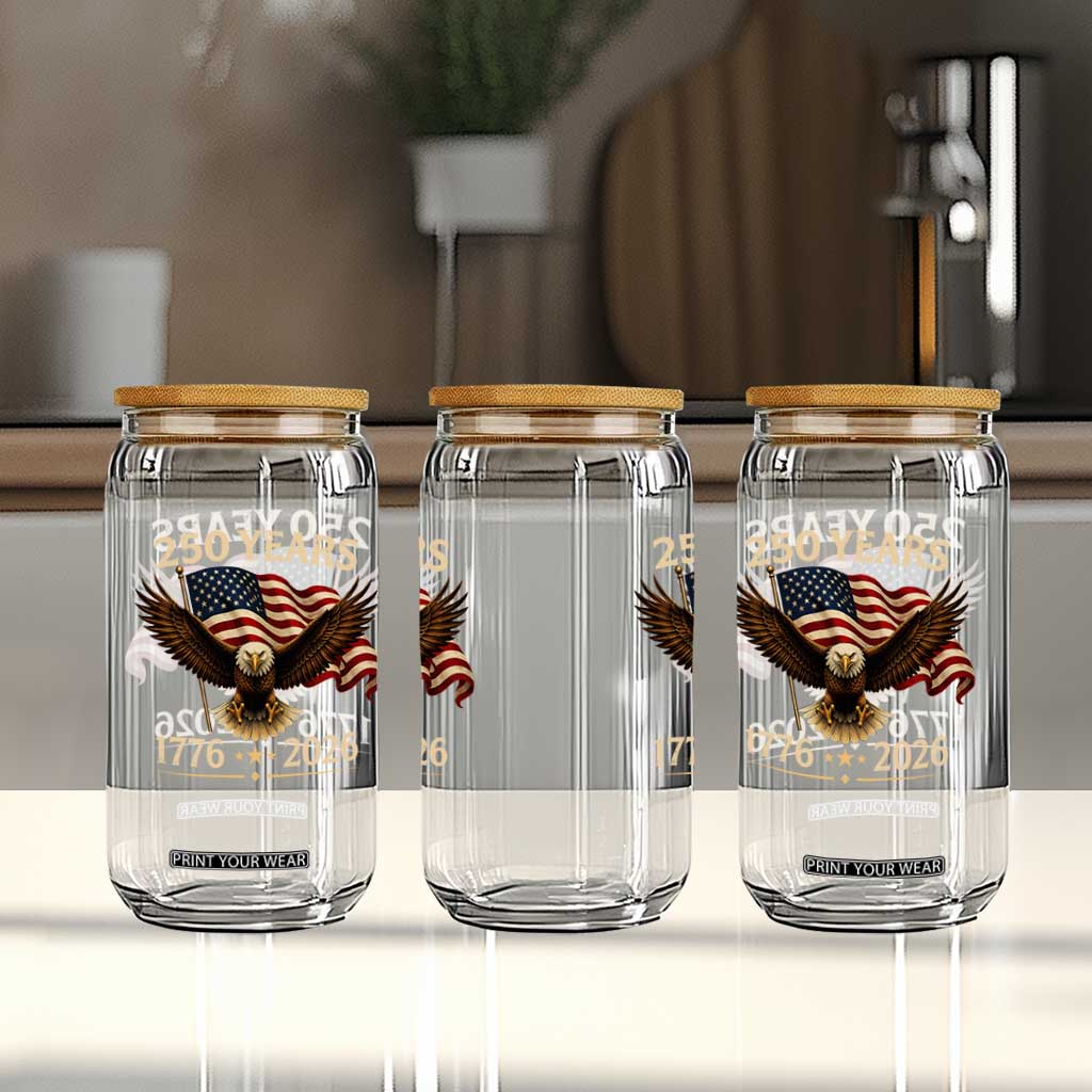 250 Anniversary USA Patriotic Eagle Glass Can 250th 4th Of July 1776 2026 Flag TS10 Print Your Wear
