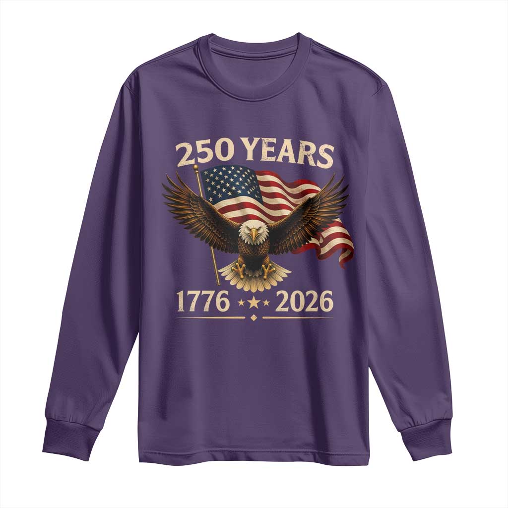 250 Anniversary USA Patriotic Eagle Long Sleeve Shirt 250th 4th Of July 1776 2026 Flag TS10 Purple Print Your Wear
