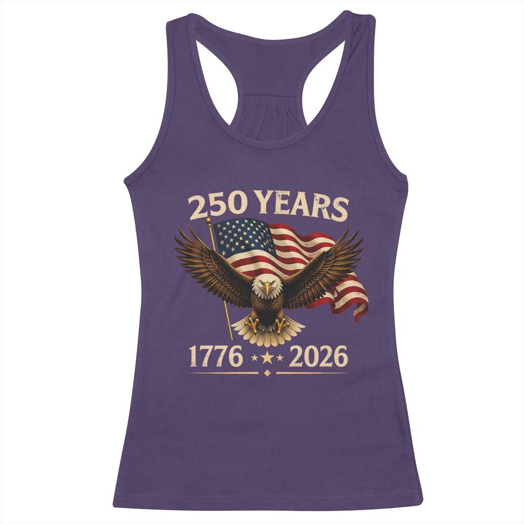 250 Anniversary USA Patriotic Eagle Racerback Tank Top 250th 4th Of July 1776 2026 Flag TS10 Purple Print Your Wear