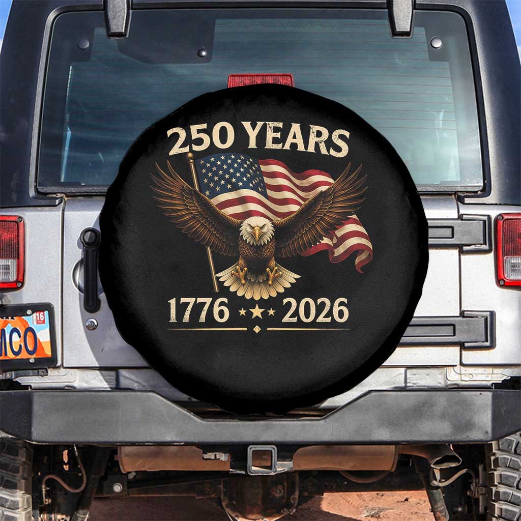 250 Anniversary USA Patriotic Eagle Spare Tire Cover 250th 4th Of July 1776 2026 Flag TS10 No hole Black Print Your Wear
