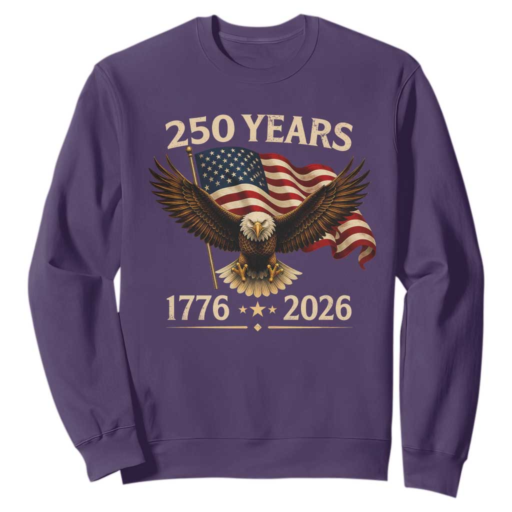 250 Anniversary USA Patriotic Eagle Sweatshirt 250th 4th Of July 1776 2026 Flag TS10 Purple Print Your Wear