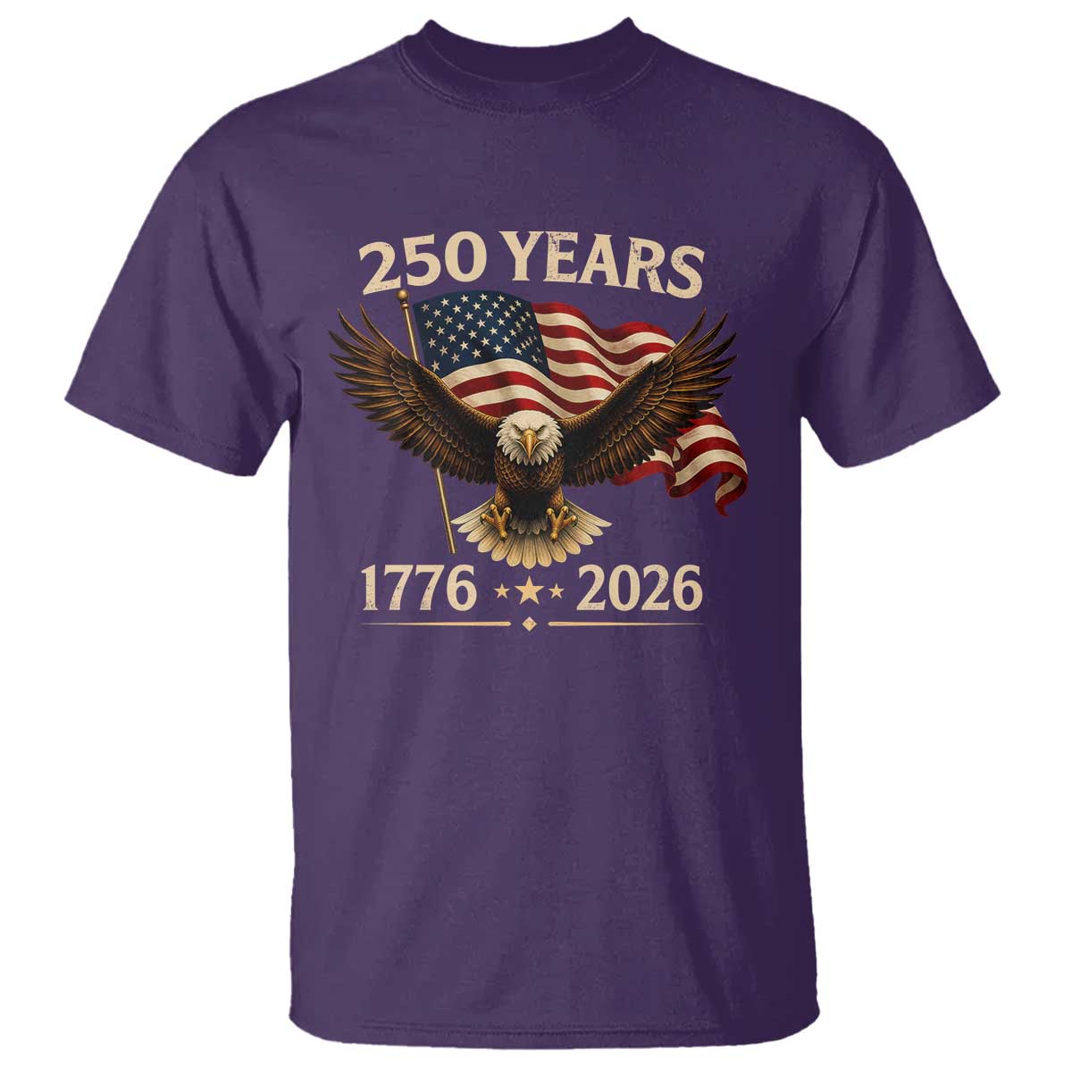 250 Anniversary USA Patriotic Eagle T Shirt 250th 4th Of July 1776 2026 Flag TS10 Purple Print Your Wear