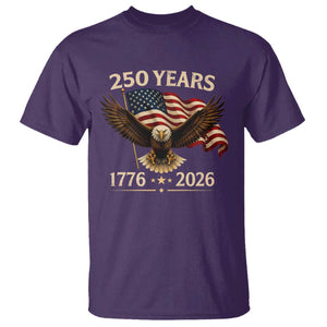 250 Anniversary USA Patriotic Eagle T Shirt 250th 4th Of July 1776 2026 Flag TS10 Purple Print Your Wear