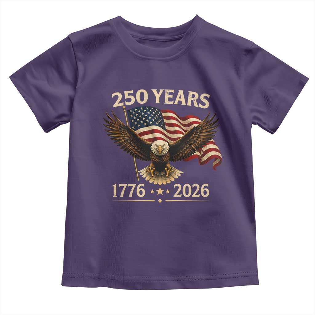 250 Anniversary USA Patriotic Eagle Toddler T Shirt 250th 4th Of July 1776 2026 Flag TS10 Purple Print Your Wear