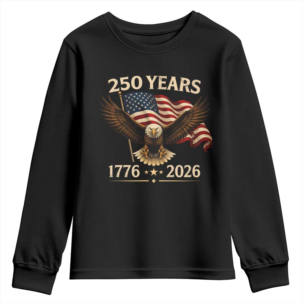 250 Anniversary USA Patriotic Eagle Youth Sweatshirt 250th 4th Of July 1776 2026 Flag TS10 Black Print Your Wear