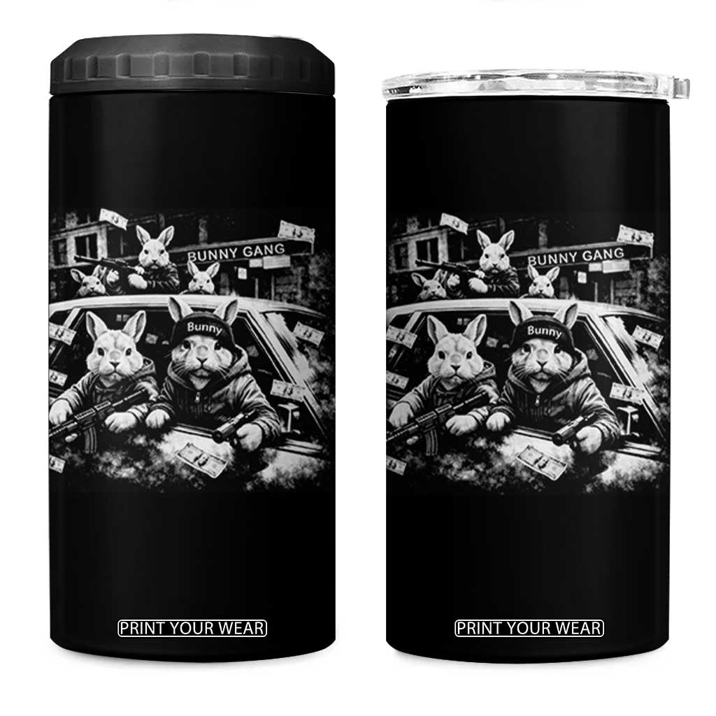 Funny Bunny Gang 4 in 1 Can Cooler Tumbler Vintage Rabbit Meme TS10 One Size: 16 oz Black Print Your Wear