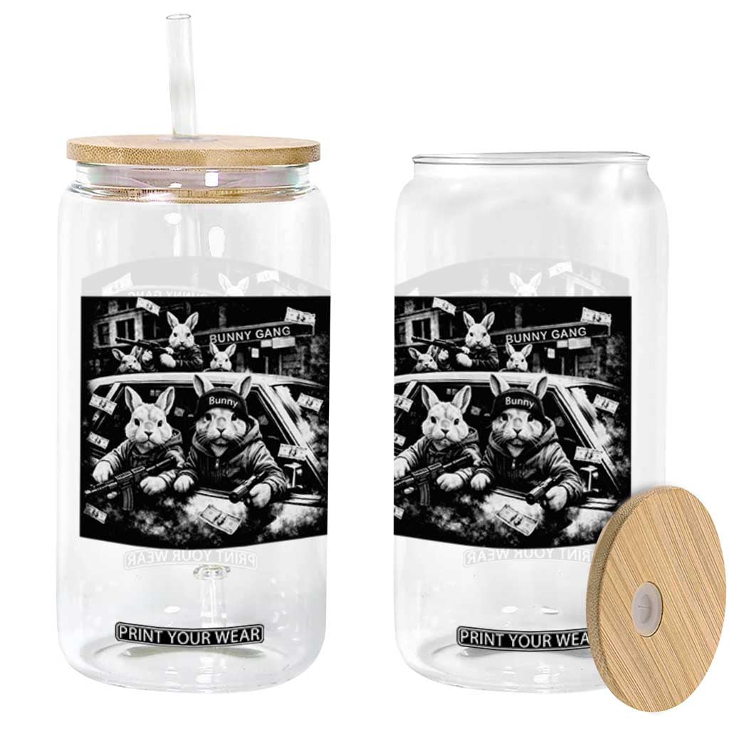 Funny Bunny Gang Glass Can Vintage Rabbit Meme TS10 Print Your Wear
