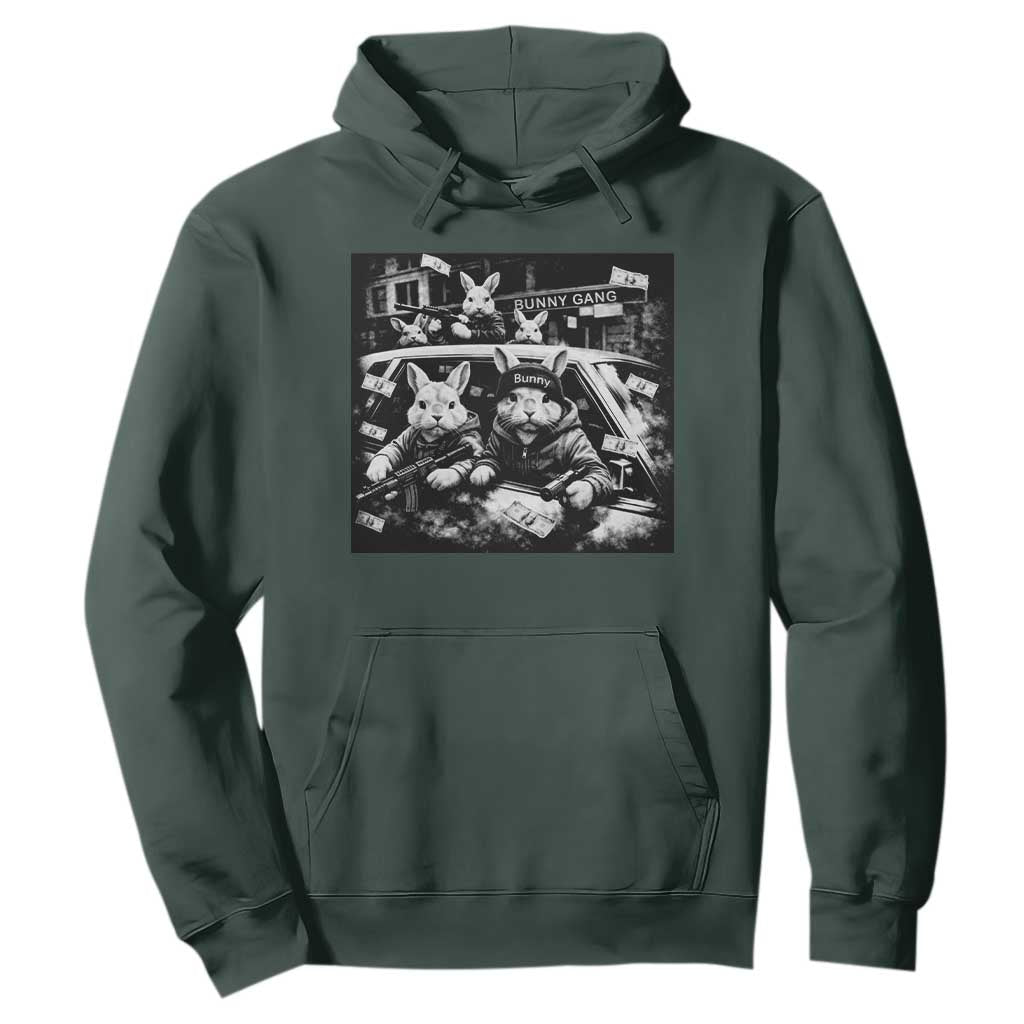 Funny Bunny Gang Hoodie Vintage Rabbit Meme TS10 Dark Forest Green Print Your Wear