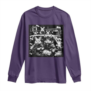 Funny Bunny Gang Long Sleeve Shirt Vintage Rabbit Meme TS10 Purple Print Your Wear