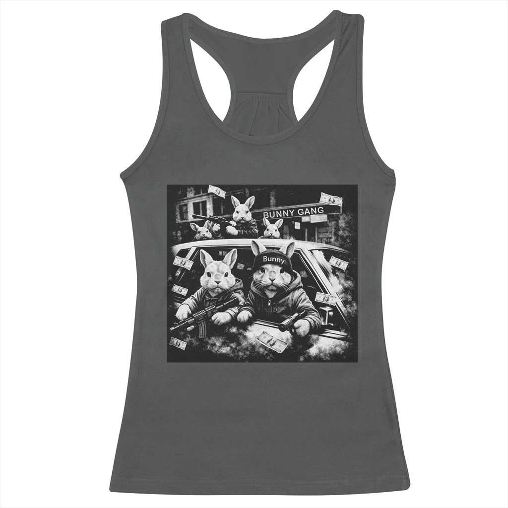 Funny Bunny Gang Racerback Tank Top Vintage Rabbit Meme TS10 Dark Heather Print Your Wear