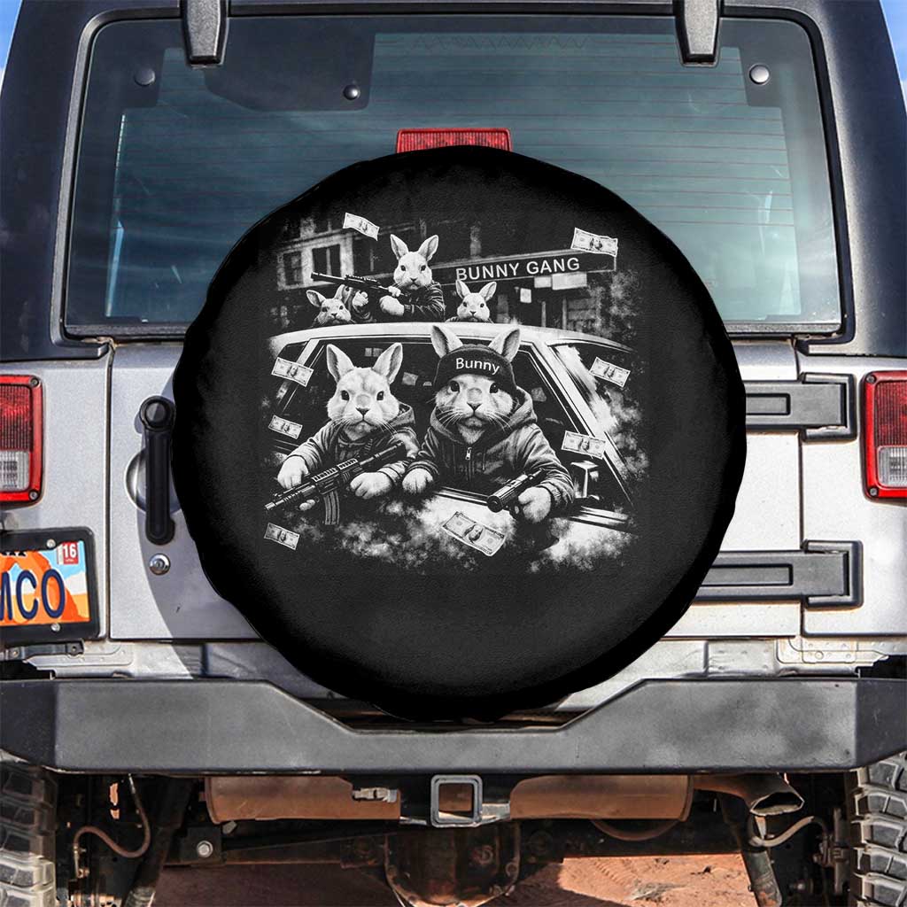 Funny Bunny Gang Spare Tire Cover Vintage Rabbit Meme TS10 No hole Black Print Your Wear