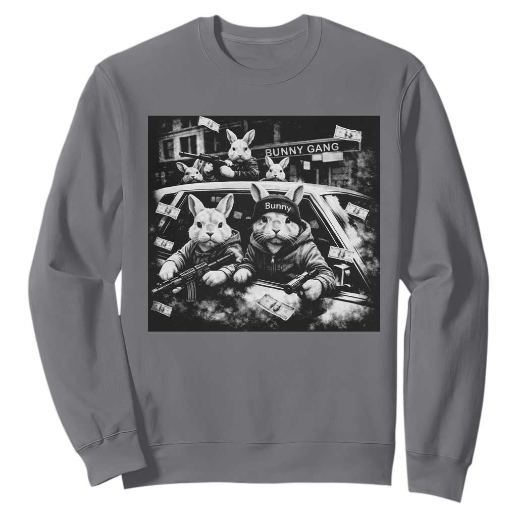 Funny Bunny Gang Sweatshirt Vintage Rabbit Meme TS10 Charcoal Print Your Wear