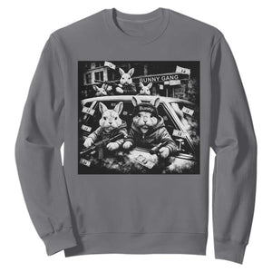 Funny Bunny Gang Sweatshirt Vintage Rabbit Meme TS10 Charcoal Print Your Wear