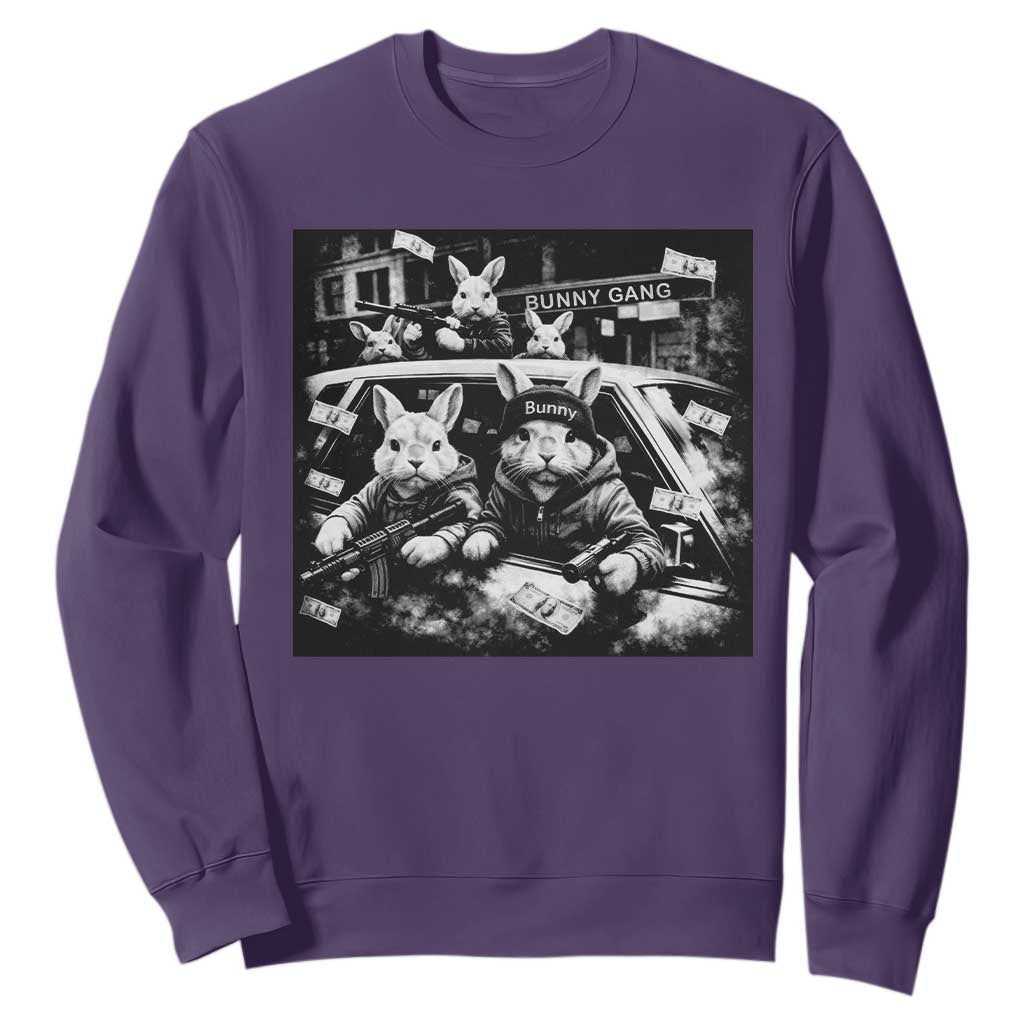 Funny Bunny Gang Sweatshirt Vintage Rabbit Meme TS10 Purple Print Your Wear