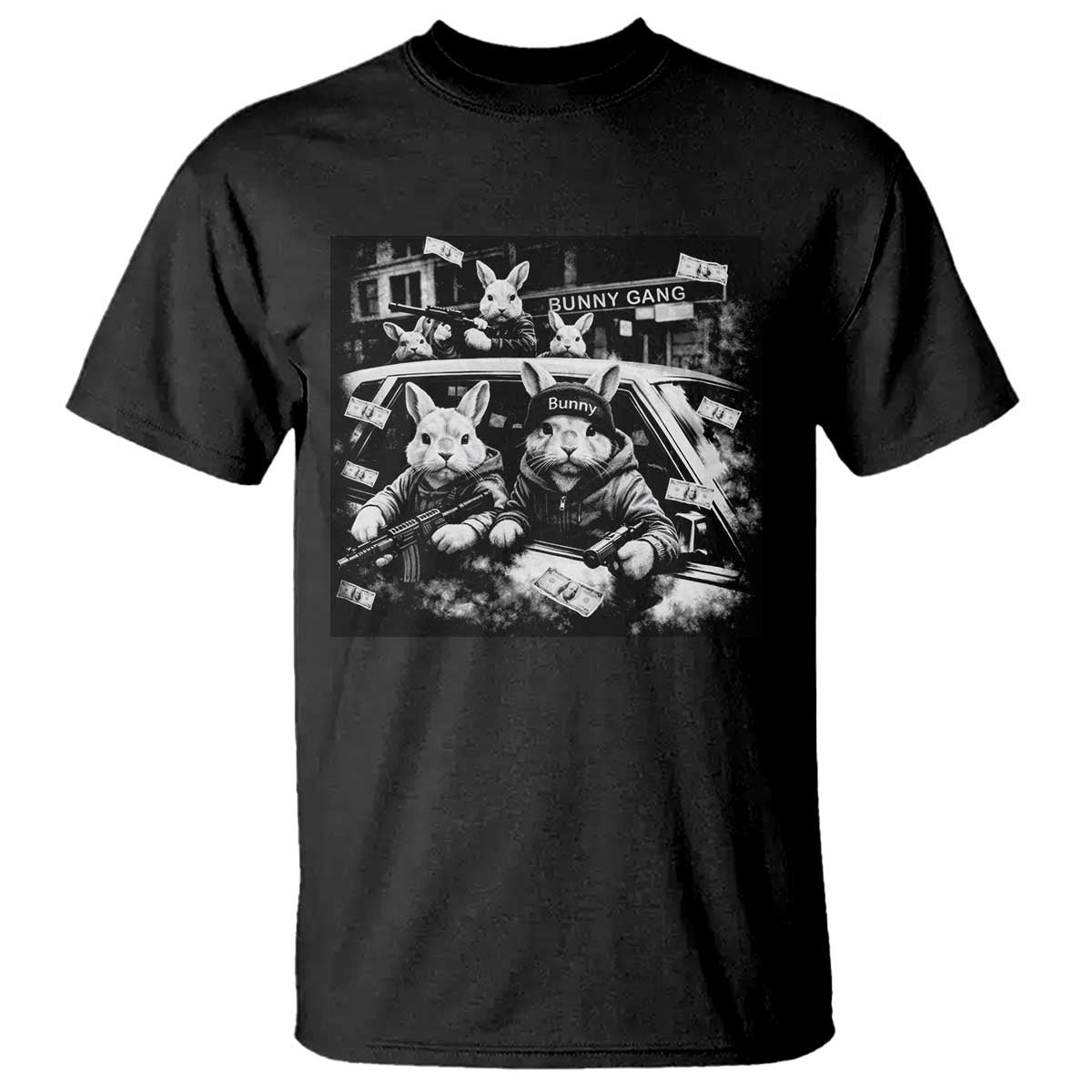Funny Bunny Gang T Shirt Vintage Rabbit Meme TS10 Black Print Your Wear