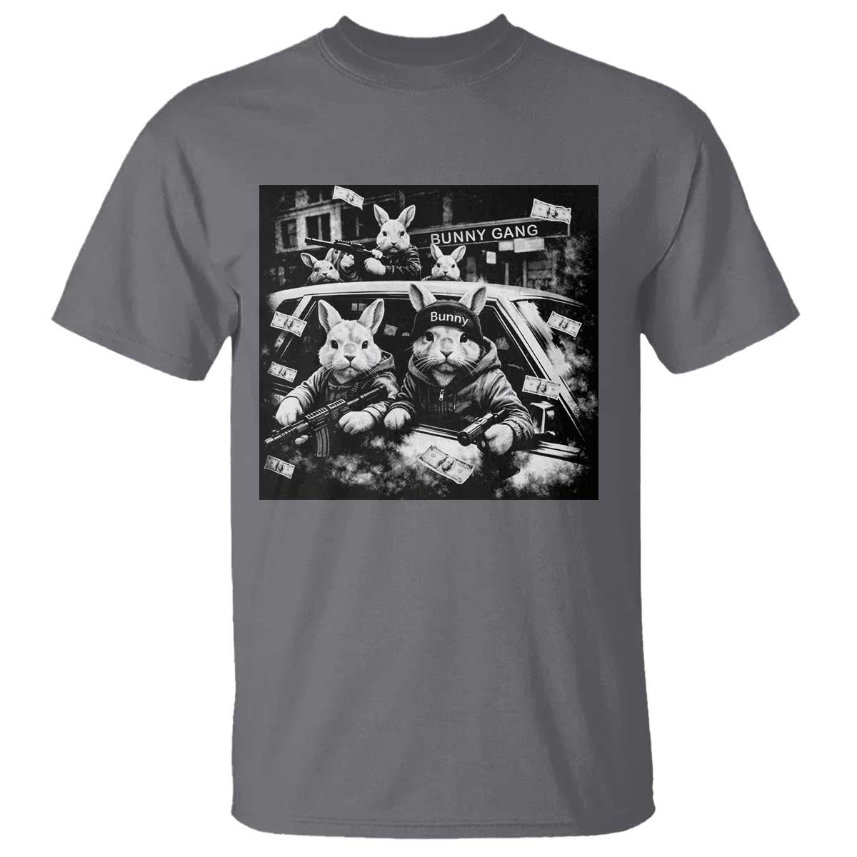Funny Bunny Gang T Shirt Vintage Rabbit Meme TS10 Charcoal Print Your Wear