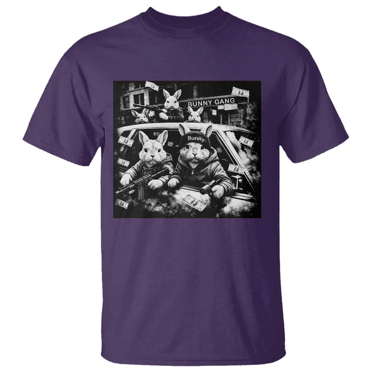 Funny Bunny Gang T Shirt Vintage Rabbit Meme TS10 Purple Print Your Wear