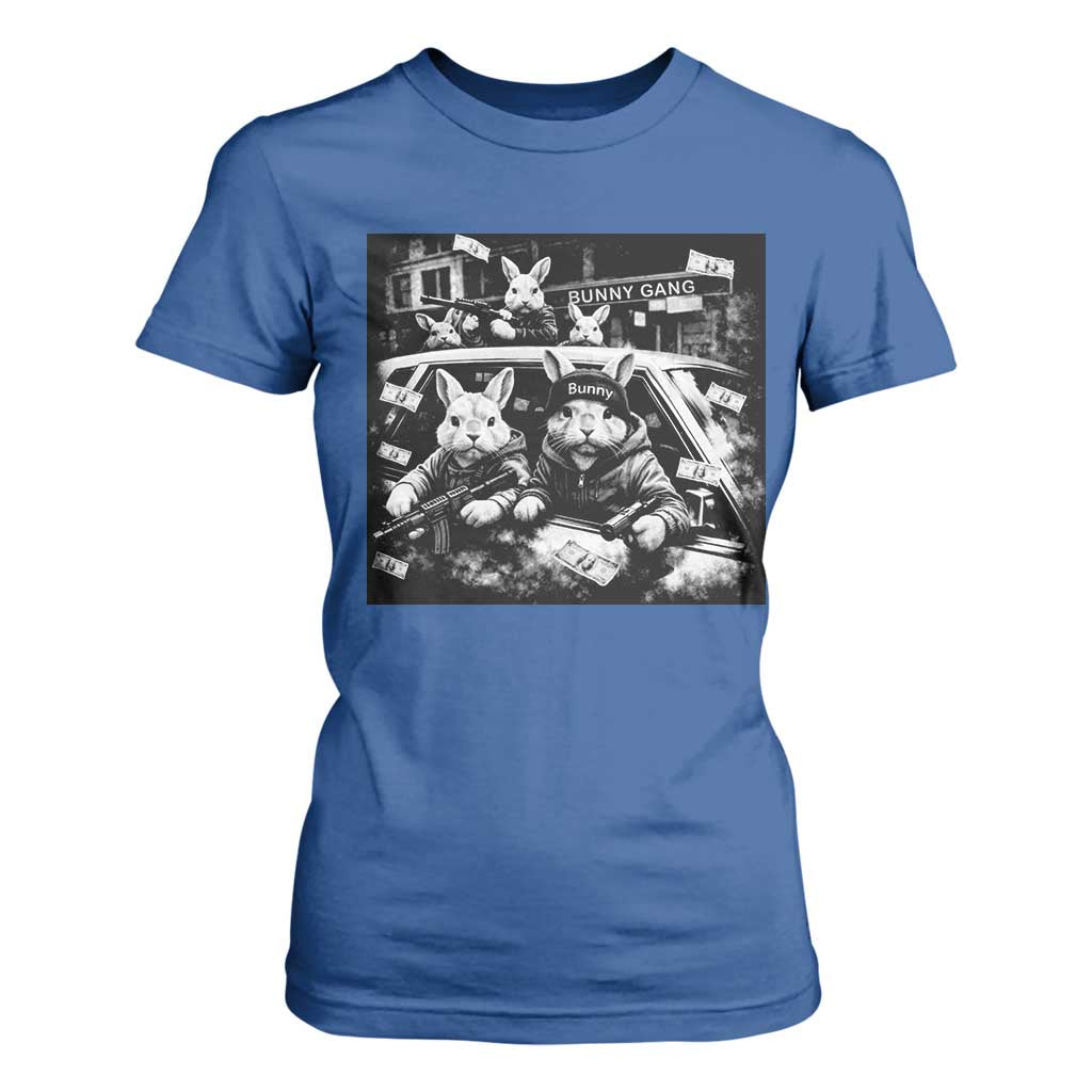 Funny Bunny Gang T Shirt For Women Vintage Rabbit Meme TS10 Royal Blue Print Your Wear