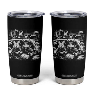 Funny Bunny Gang Tumbler Cup Vintage Rabbit Meme TS10 Black Print Your Wear