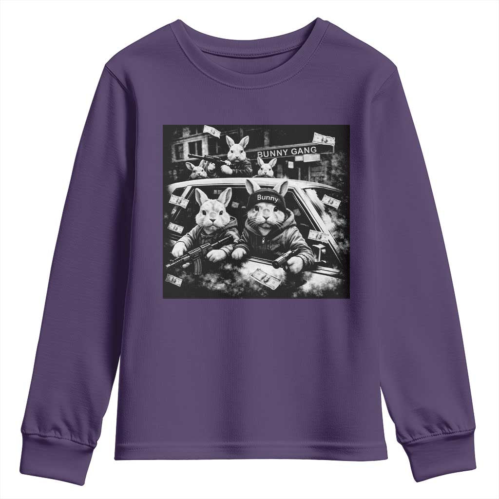 Funny Bunny Gang Youth Sweatshirt Vintage Rabbit Meme TS10 Purple Print Your Wear