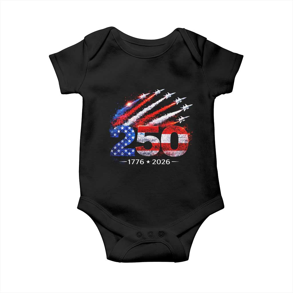 250th Anniversary USA Baby Onesie Patriotic 250 Years American 4th July 1776 2026 TS10 Black Print Your Wear