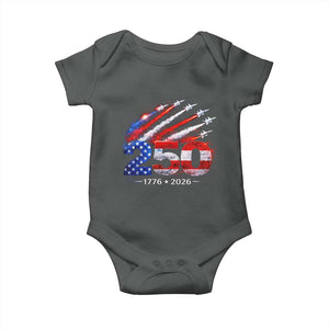 250th Anniversary USA Baby Onesie Patriotic 250 Years American 4th July 1776 2026 TS10 Dark Heather Print Your Wear