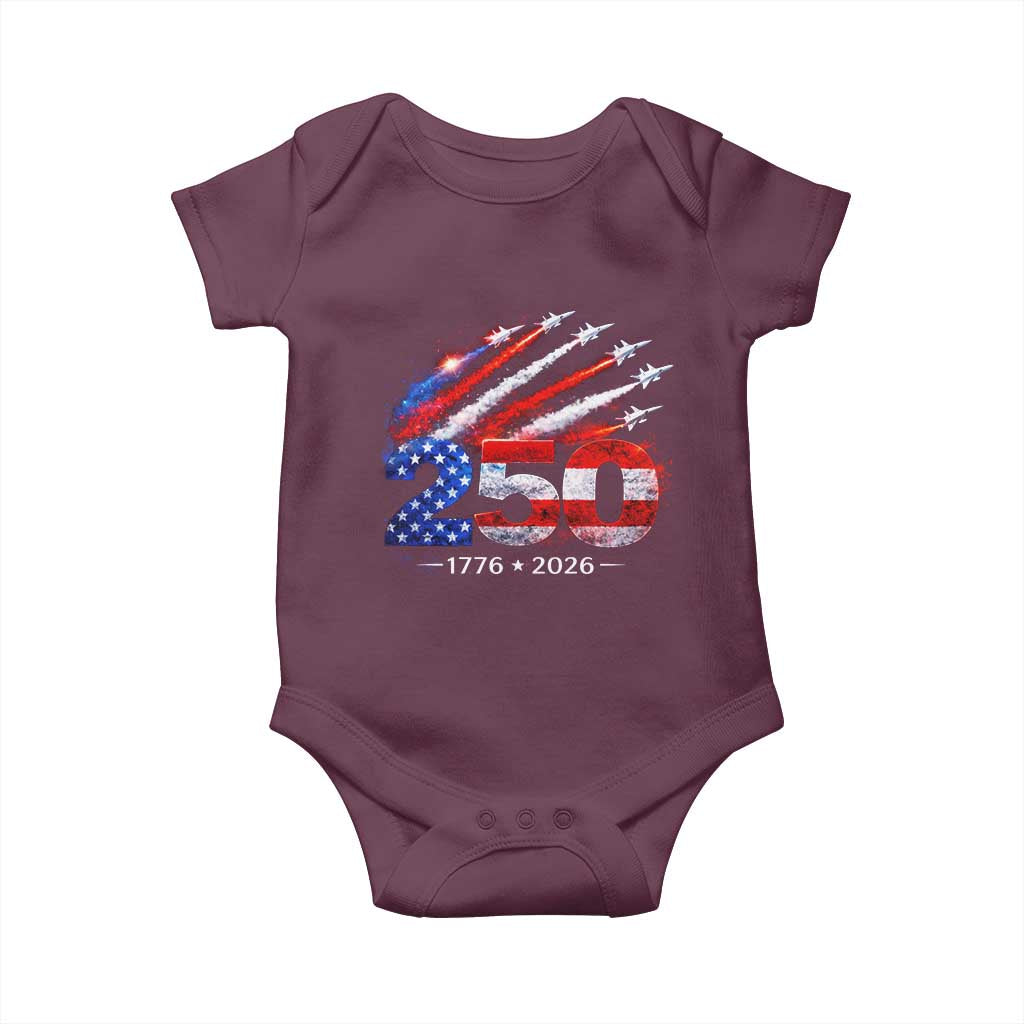 250th Anniversary USA Baby Onesie Patriotic 250 Years American 4th July 1776 2026 TS10 Maroon Print Your Wear