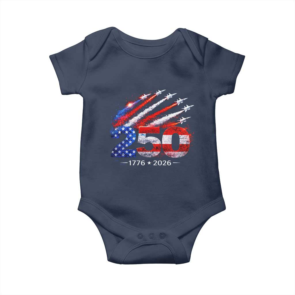 250th Anniversary USA Baby Onesie Patriotic 250 Years American 4th July 1776 2026 TS10 Navy Print Your Wear