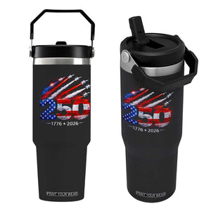 250th Anniversary USA Flip Straw Tumbler Patriotic 250 Years American 4th July 1776 2026 TS10 One Size: 30 oz Black Print Your Wear