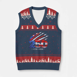 250th Anniversary USA V-Neck Knit Sweater Vest Patriotic 250 Years American 4th July 1776 2026 TS10 Navy Red Print Your Wear