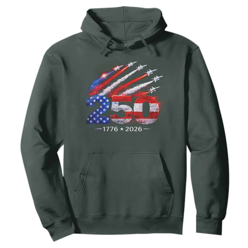 250th Anniversary USA Hoodie Patriotic 250 Years American 4th July 1776 2026 TS10 Dark Forest Green Print Your Wear