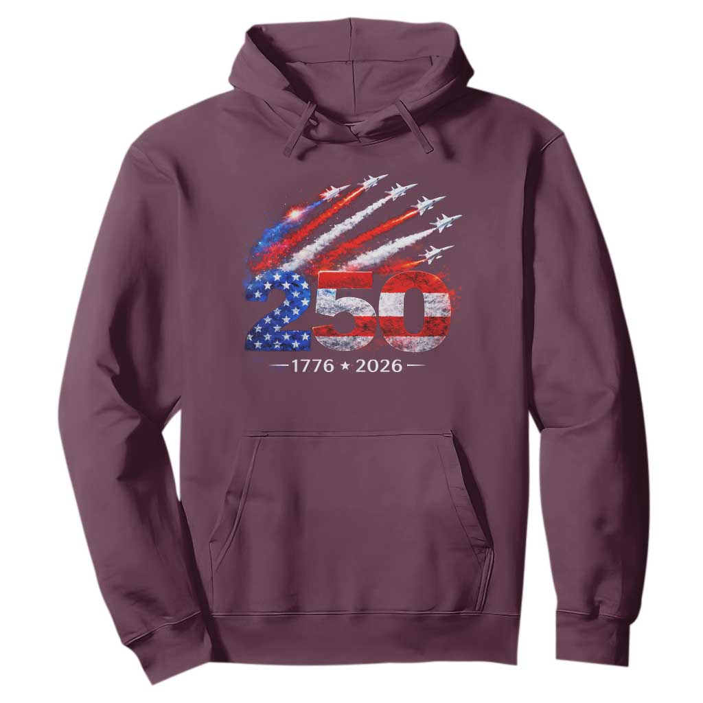 250th Anniversary USA Hoodie Patriotic 250 Years American 4th July 1776 2026 TS10 Maroon Print Your Wear